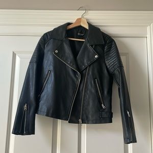 Topshop Black pleather moto jacket size US 6